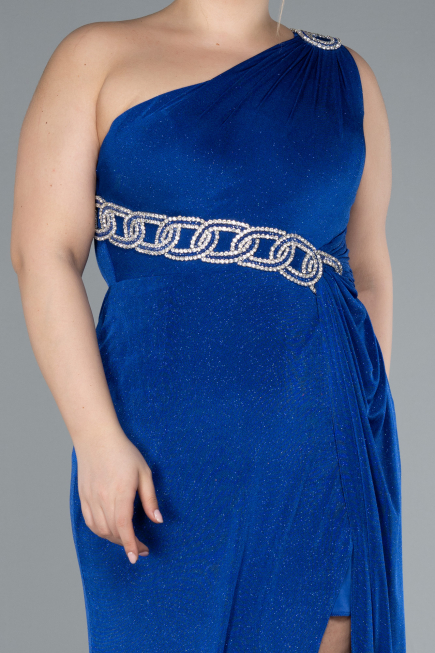Robe De Soirée Grande Taille Longue Bleu Saxe ABU4601