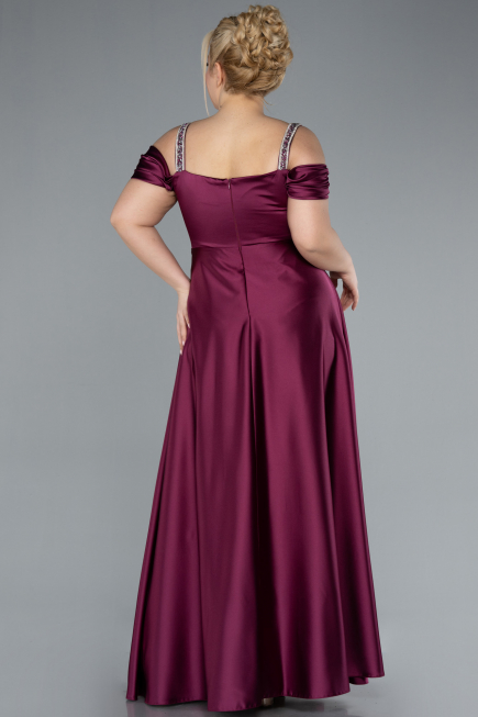 Robe de Soirée Grande Taille Longue Satin Violet ABU3277