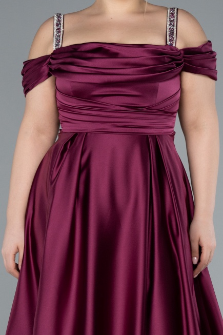 Robe de Soirée Grande Taille Longue Satin Violet ABU3277