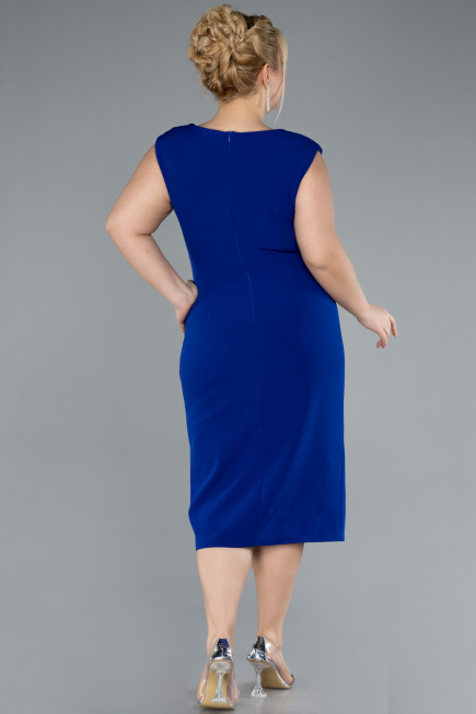 Robe De Fête Grande Taille Midi Bleu Saxe ABK2190