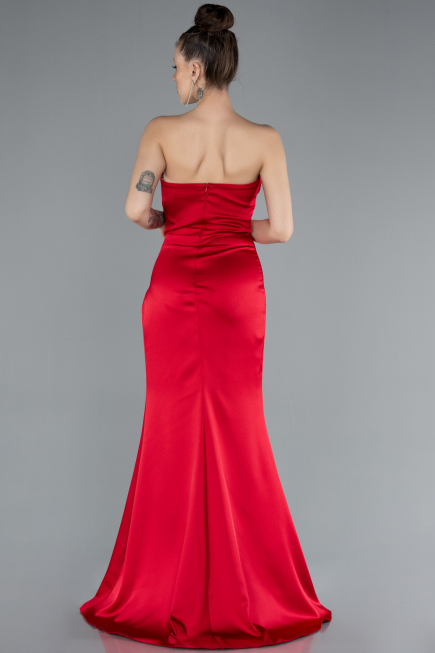 Robe de Soirée Longue Satin Rouge ABU4663