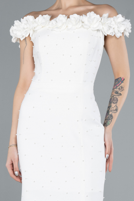 Robe de Cérémonie Midi Blanc ABK2248