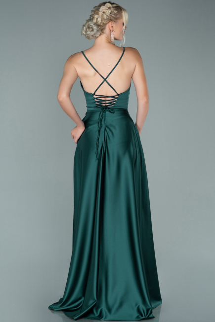 Robe De Soirée Satin Longue Émeraude ABU1843