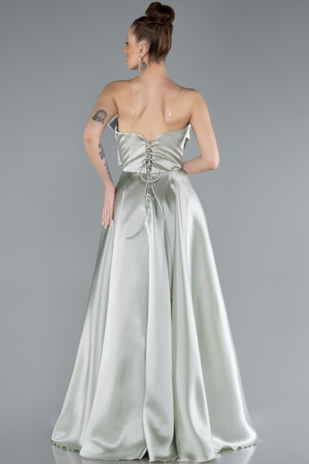 Robe de Soirée Longue Satin Menthe ABU4680
