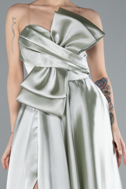 Robe de Soirée Longue Satin Menthe ABU4680