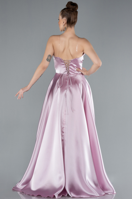 Robe de Soirée Longue Satin Poudre ABU4680
