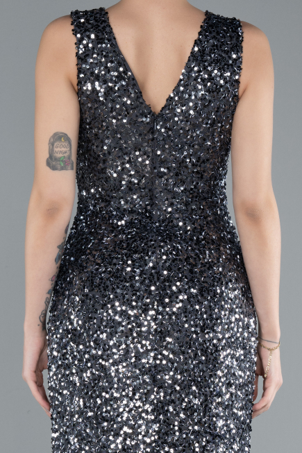 Robe de Soirée Longue Anthracite ABU4672