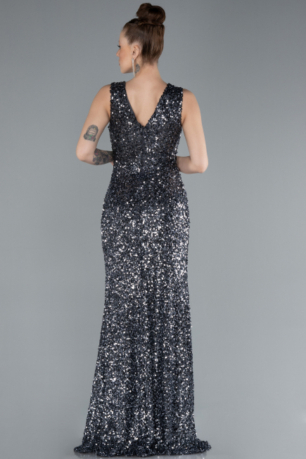 Robe de Soirée Longue Anthracite ABU4672