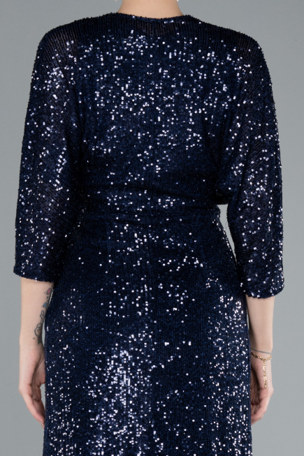 Robe De Cérémonie Squameuse Courte Bleu Marine ABK1912