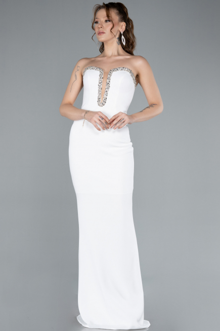 Robe de Soirée Longue Blanc ABU4687