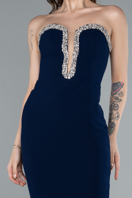 Robe de Soirée Longue Bleu Marine ABU4687