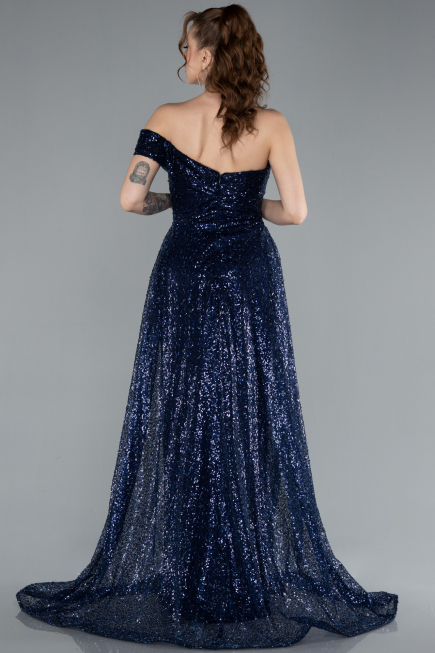 Robe de Soirée Longue Bleu Marine ABU4691