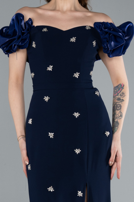 Robe de Soirée Longue Bleu Marine ABU4696