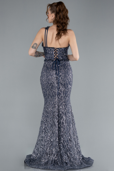 Robe de Soirée Longue Bleu Marine ABU4697