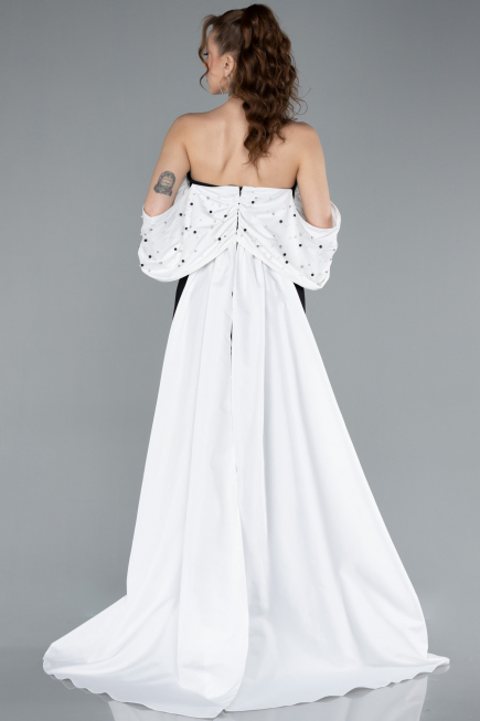 Robe de Soirée Longue Noir-Blanc ABU4701