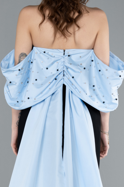 Robe de Soirée Longue Noir-Bleu ABU4701