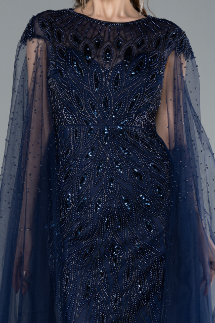 Robe de Soirée Longue Bleu Marine ABU4707