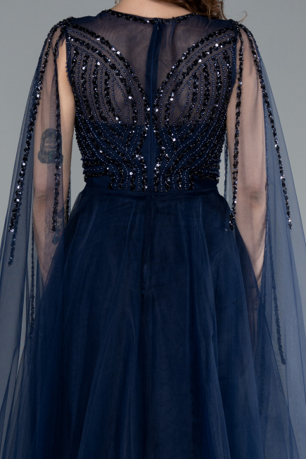 Robe de Soirée Longue Bleu Marine ABU4709