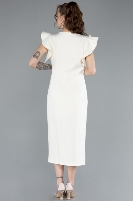 Robe De Invitation Grande Taille Midi Crème ABK2278