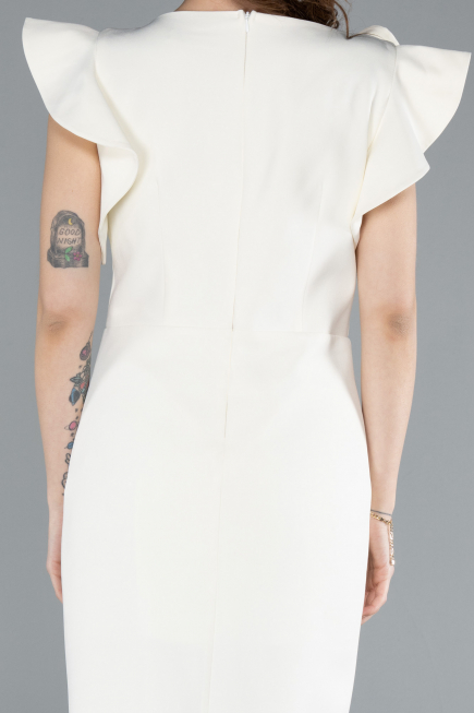 Robe De Invitation Grande Taille Midi Crème ABK2278