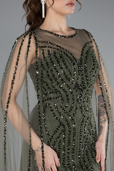 Robe de Soirée Longue Kaki ABU4709