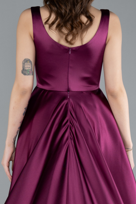 Robe de Soirée Longue Satin Couleur Cerise ABU4715