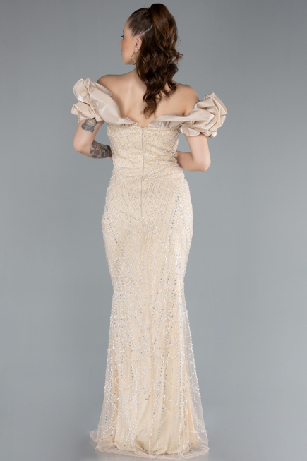 Robe Queue de Poisson Longue Or ABU4509
