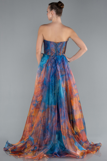 Robe de Soirée Longue Bleu Pétrole ABU4734