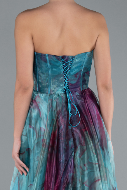 Robe de Soirée Longue Vert Pétrole ABU4734
