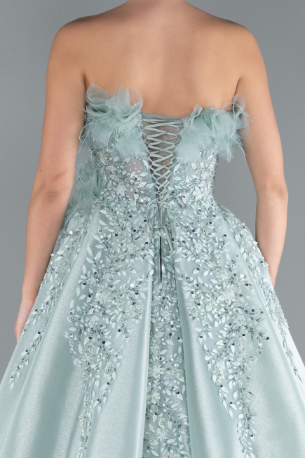 Robe De Soirée De Créateur Longue Menthe ABU4738