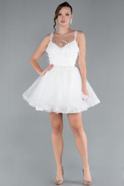 Robe de Soirée Courte Blanc ABK2214