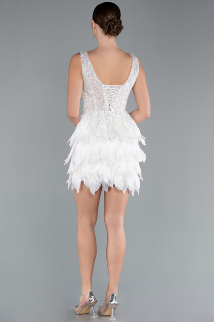 Robe De Soirée De Créateur Courte Blanc ABK2139