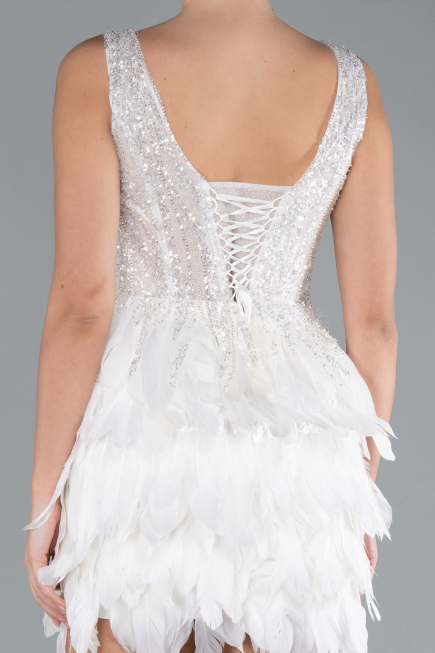 Robe De Soirée De Créateur Courte Blanc ABK2139