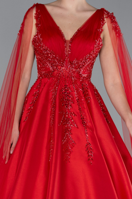 Robe De Fiançailles Design Personnalisé Longue Rouge ABU4432