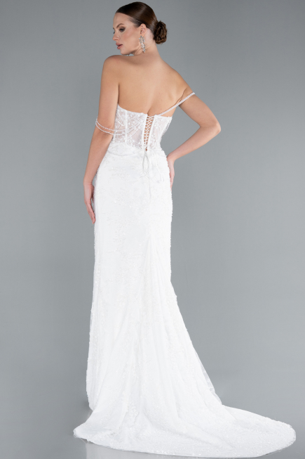 Robes de Mariage Longue Dantelle Blanc ABG035