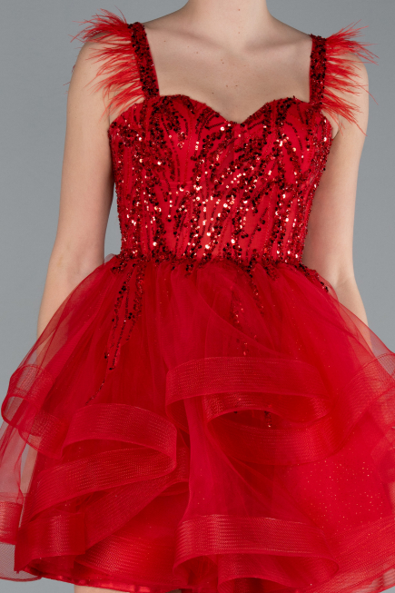 Robe De Fiançaille Courte Rouge ABK2079
