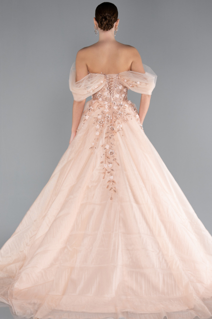 Robe De Soirée De Créateur Longue Saumon ABU4720