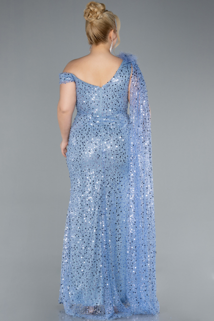 Robe De Fiançailles Grande Taille Longue Squameuse Indigo ABU3859