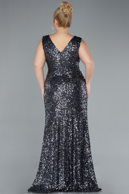 Robe de Soirée Grande Taille Longue Anthracite ABU4673