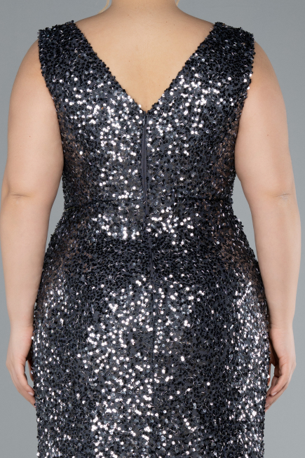 Robe de Soirée Grande Taille Longue Anthracite ABU4673