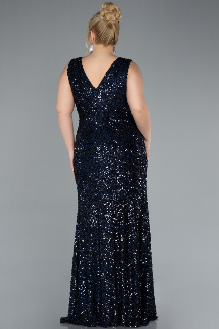 Robe de Soirée Grande Taille Longue Bleu Marine ABU4673