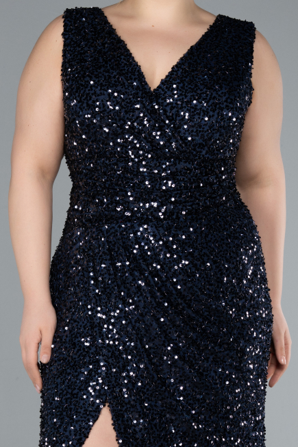 Robe de Soirée Grande Taille Longue Bleu Marine ABU4673