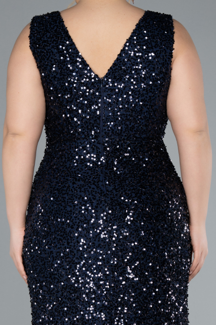 Robe de Soirée Grande Taille Longue Bleu Marine ABU4673