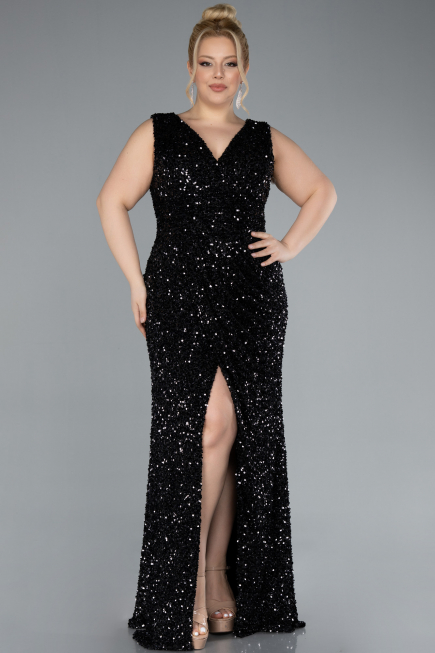 Robe de Soirée Grande Taille Longue Noir ABU4673