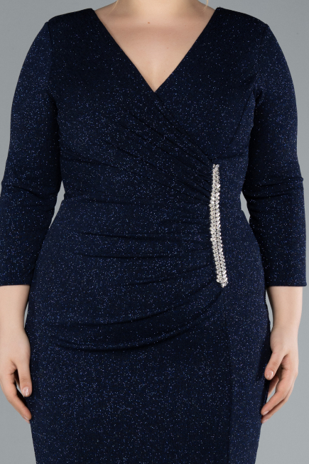 Robe de Soirée Grande Taille Midi Bleu Marine ABK2246