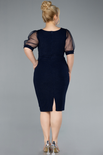 Robe De Invitation Grande Taille Courte Bleu Marine ABK2247