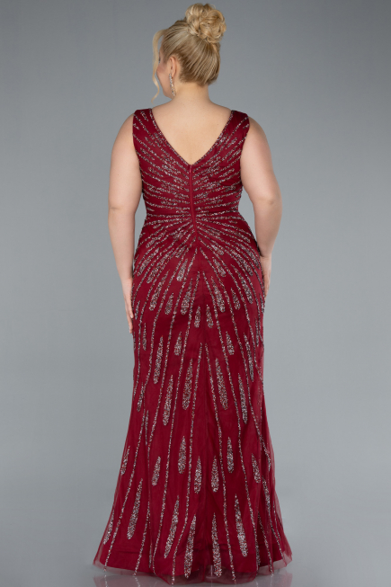 Robe De Soirée Grande Taille Longue Rouge Bordeaux ABU4717
