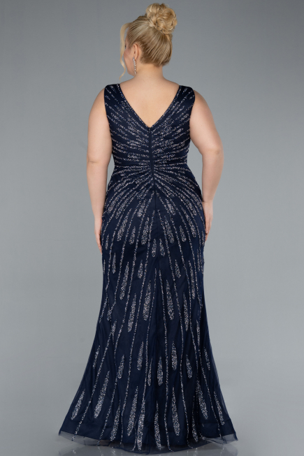Robe De Soirée Grande Taille Longue Bleu Marine ABU4717