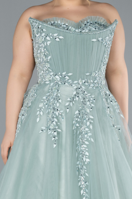 Robe De Fiançailles Grande Taille Longue Menthe ABU4453