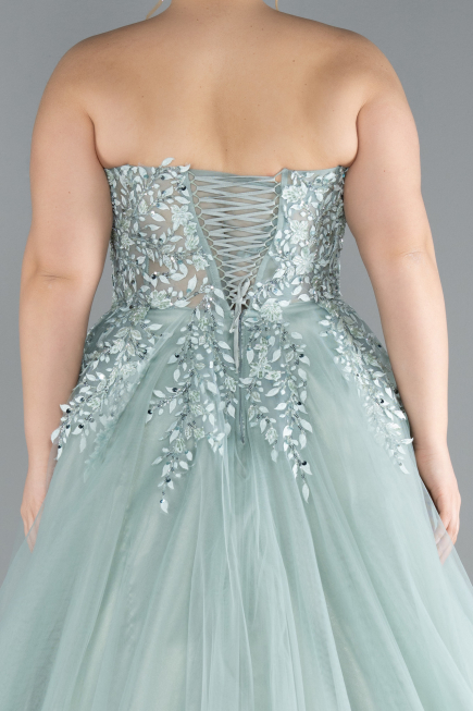 Robe De Fiançailles Grande Taille Longue Menthe ABU4453